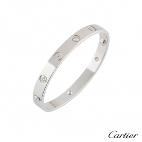 Cartier White Gold Half Diamond Love Bracelet?Size 17?B6035817